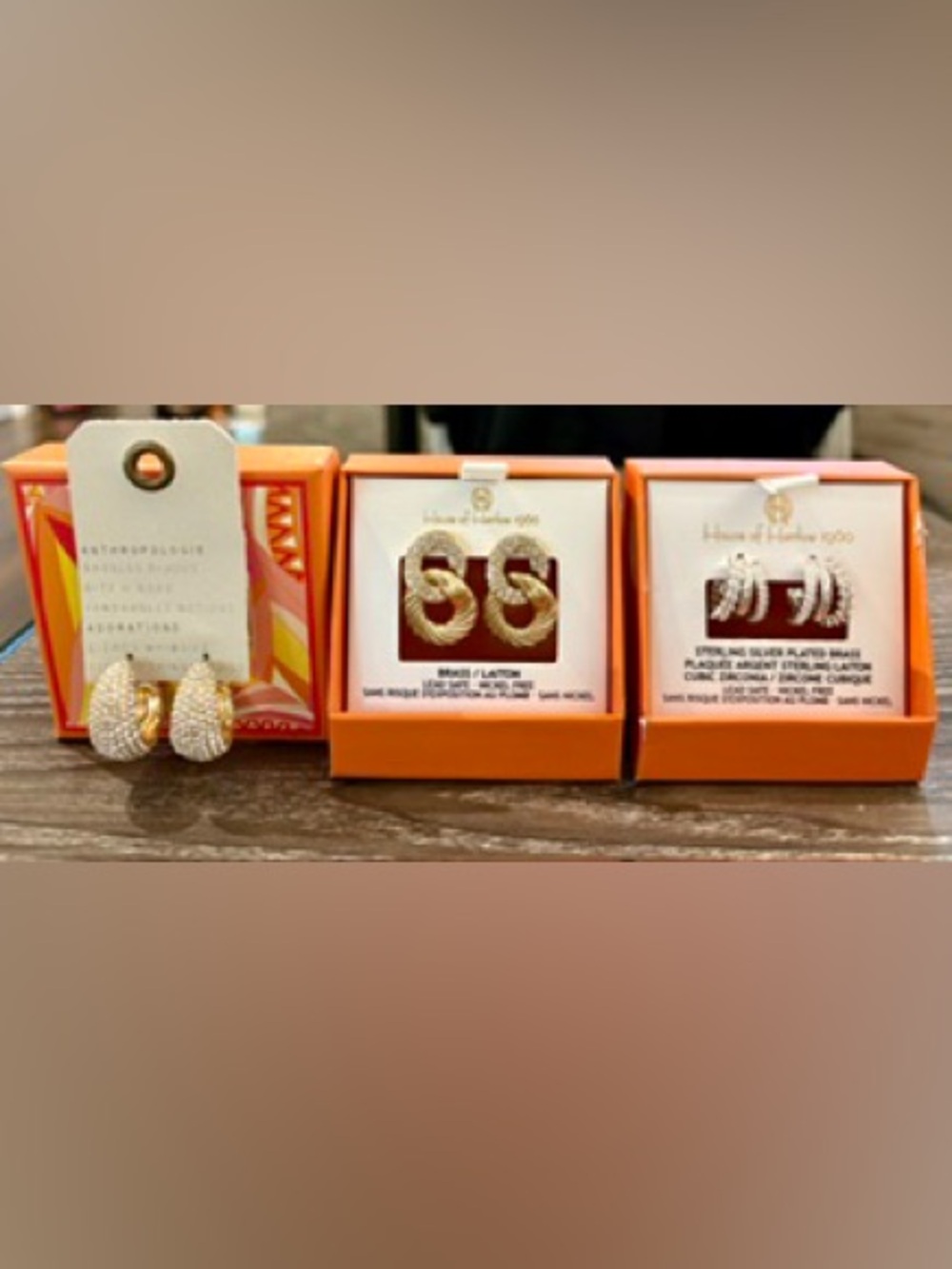 3 Pairs Anthro + House of Harlow Earrings